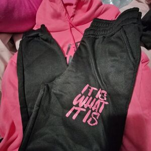 SHEIN Pink Hoodie with Black Text